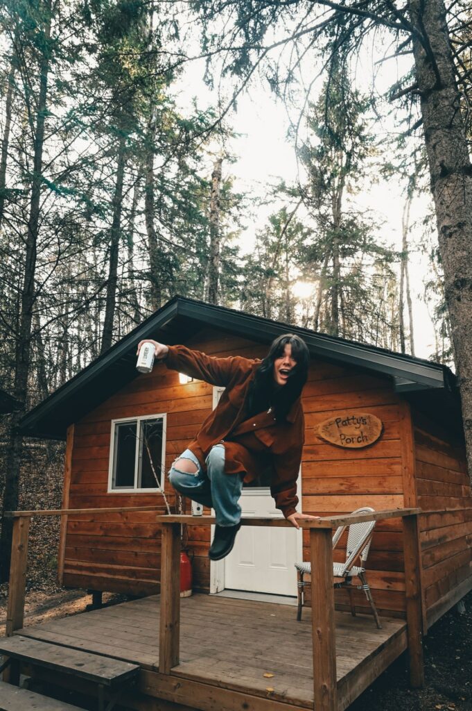 Group drinking Troubled Monk in Cabin